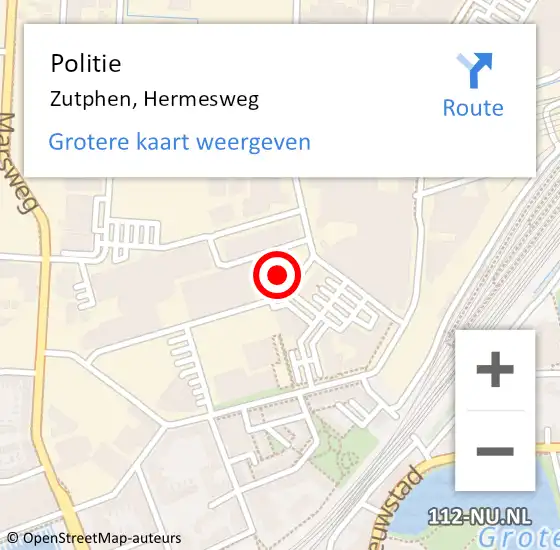 Locatie op kaart van de 112 melding: Politie Zutphen, Hermesweg op 28 maart 2023 14:50