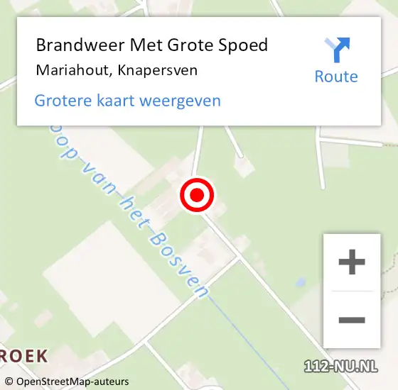 Locatie op kaart van de 112 melding: Brandweer Met Grote Spoed Naar Mariahout, Knapersven op 28 maart 2023 15:11