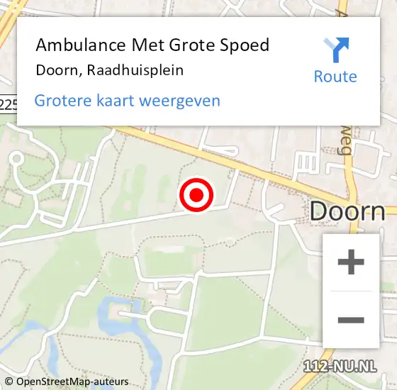 Locatie op kaart van de 112 melding: Ambulance Met Grote Spoed Naar Doorn, Raadhuisplein op 20 augustus 2014 13:18