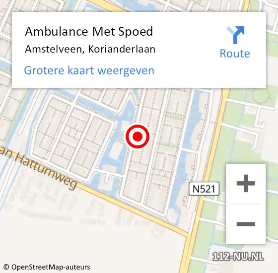 Locatie op kaart van de 112 melding: Ambulance Met Spoed Naar Amstelveen, Korianderlaan op 28 maart 2023 15:19