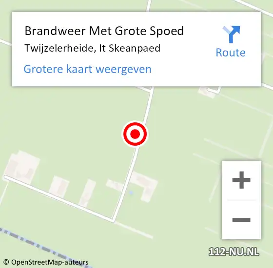 Locatie op kaart van de 112 melding: Brandweer Met Grote Spoed Naar Twijzelerheide, It Skeanpaed op 28 maart 2023 15:39