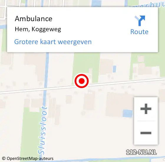 Locatie op kaart van de 112 melding: Ambulance Hem, Koggeweg op 28 maart 2023 16:08