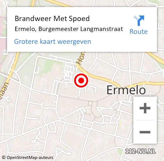 Locatie op kaart van de 112 melding: Brandweer Met Spoed Naar Ermelo, Burgemeester Langmanstraat op 28 maart 2023 16:16