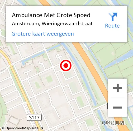 Locatie op kaart van de 112 melding: Ambulance Met Grote Spoed Naar Amsterdam, Wieringerwaardstraat op 28 maart 2023 16:19