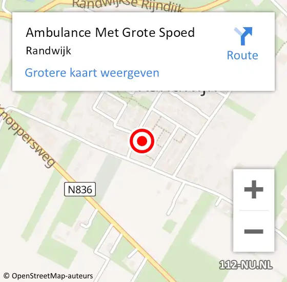 Locatie op kaart van de 112 melding: Ambulance Met Grote Spoed Naar Randwijk op 28 maart 2023 16:24