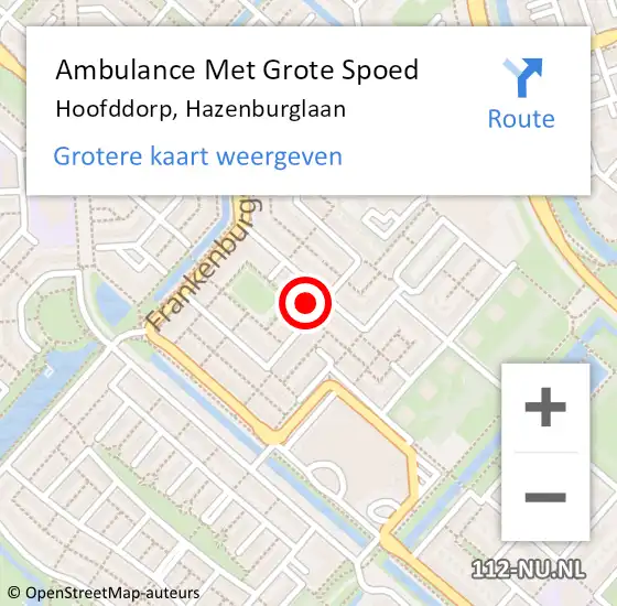 Locatie op kaart van de 112 melding: Ambulance Met Grote Spoed Naar Hoofddorp, Hazenburglaan op 28 maart 2023 16:32