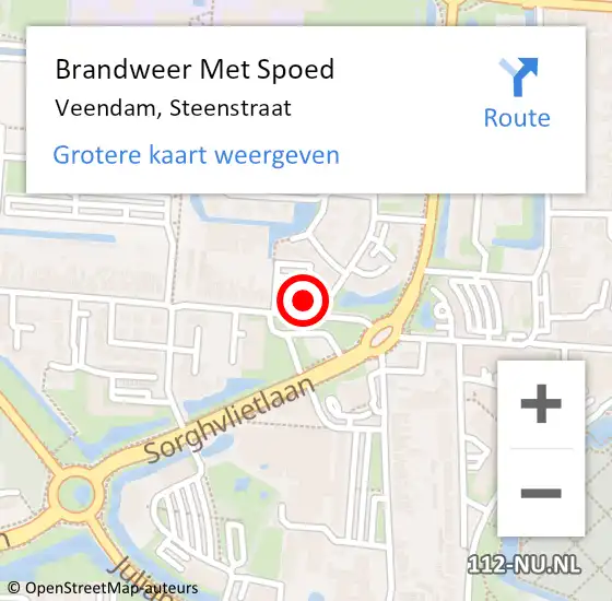 Locatie op kaart van de 112 melding: Brandweer Met Spoed Naar Veendam, Steenstraat op 28 maart 2023 16:45