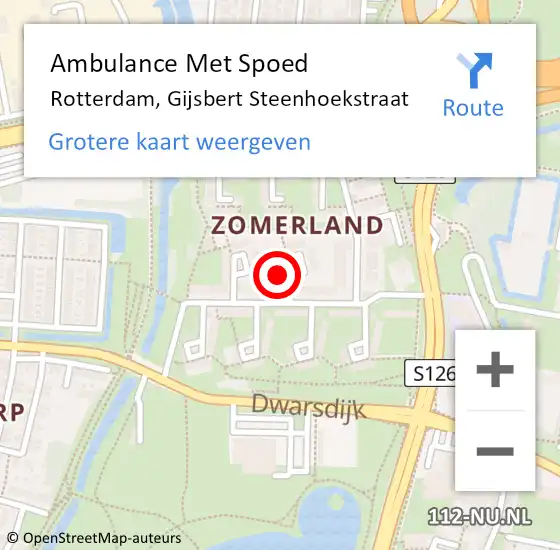 Locatie op kaart van de 112 melding: Ambulance Met Spoed Naar Rotterdam, Gijsbert Steenhoekstraat op 28 maart 2023 16:47