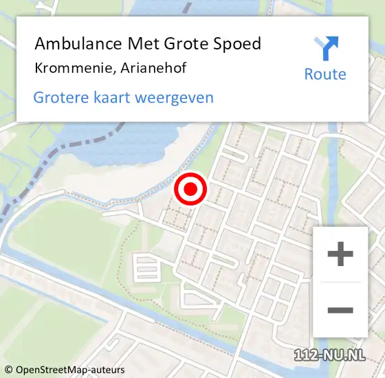 Locatie op kaart van de 112 melding: Ambulance Met Grote Spoed Naar Krommenie, Arianehof op 28 maart 2023 16:53