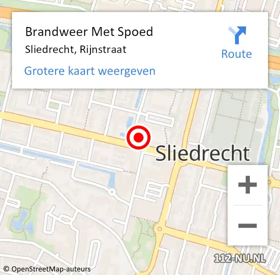 Locatie op kaart van de 112 melding: Brandweer Met Spoed Naar Sliedrecht, Rijnstraat op 28 maart 2023 17:02