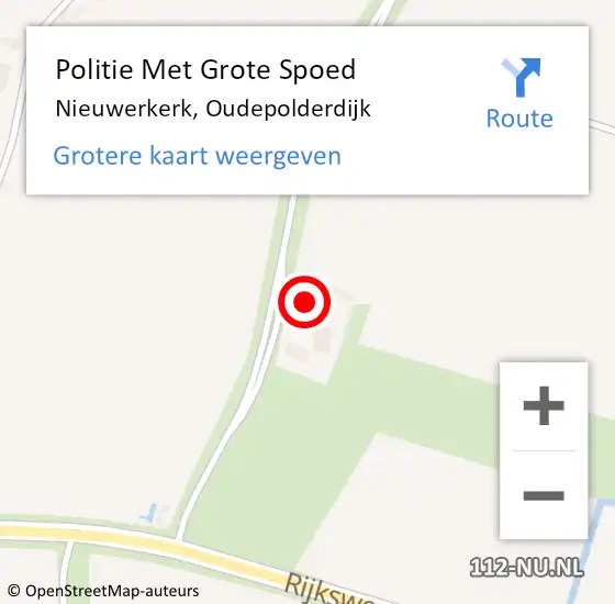 Locatie op kaart van de 112 melding: Politie Met Grote Spoed Naar Nieuwerkerk, Oudepolderdijk op 28 maart 2023 17:05