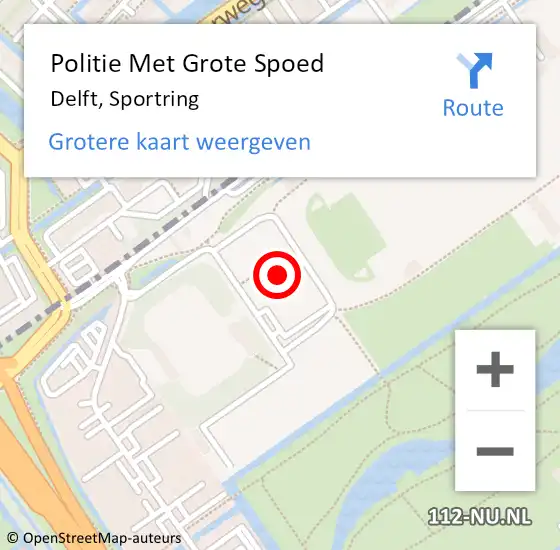 Locatie op kaart van de 112 melding: Politie Met Grote Spoed Naar Delft, Sportring op 28 maart 2023 17:10