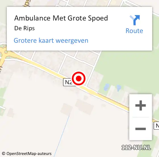 Locatie op kaart van de 112 melding: Ambulance Met Grote Spoed Naar De Rips op 28 maart 2023 17:37