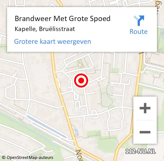 Locatie op kaart van de 112 melding: Brandweer Met Grote Spoed Naar Kapelle, Bruëlisstraat op 28 maart 2023 17:44