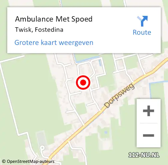 Locatie op kaart van de 112 melding: Ambulance Met Spoed Naar Twisk, Fostedina op 28 maart 2023 17:55