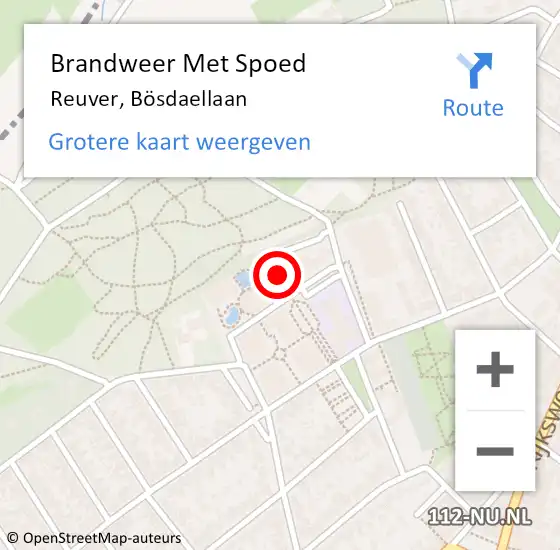 Locatie op kaart van de 112 melding: Brandweer Met Spoed Naar Reuver, Bösdaellaan op 28 maart 2023 18:06