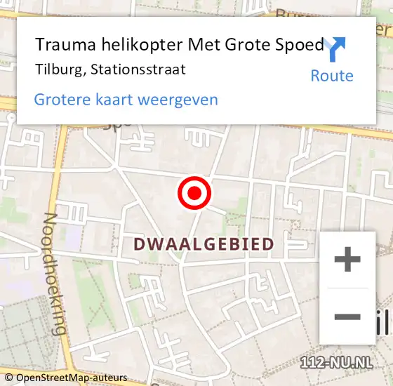 Locatie op kaart van de 112 melding: Trauma helikopter Met Grote Spoed Naar Tilburg, Stationsstraat op 28 maart 2023 18:10