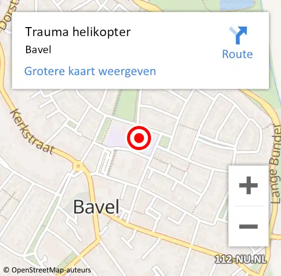 Locatie op kaart van de 112 melding: Trauma helikopter Bavel op 28 maart 2023 18:26