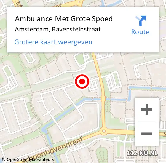 Locatie op kaart van de 112 melding: Ambulance Met Grote Spoed Naar Amsterdam, Ravensteinstraat op 28 maart 2023 18:44
