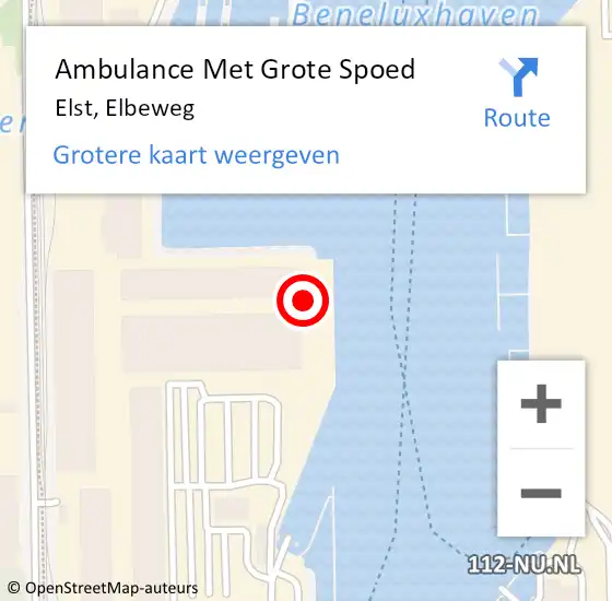 Locatie op kaart van de 112 melding: Ambulance Met Grote Spoed Naar Elst, Elbeweg op 28 maart 2023 18:48