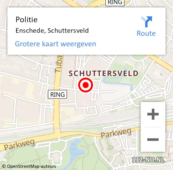 Locatie op kaart van de 112 melding: Politie Enschede, Schuttersveld op 28 maart 2023 18:56