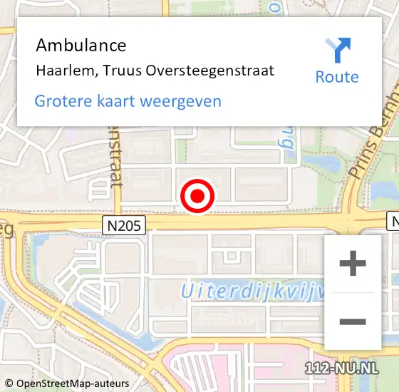 Locatie op kaart van de 112 melding: Ambulance Haarlem, Truus Oversteegenstraat op 28 maart 2023 18:57