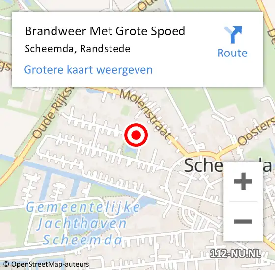 Locatie op kaart van de 112 melding: Brandweer Met Grote Spoed Naar Scheemda, Randstede op 28 maart 2023 19:01