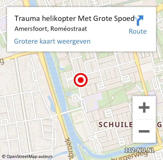 Locatie op kaart van de 112 melding: Trauma helikopter Met Grote Spoed Naar Amersfoort, Roméostraat op 28 maart 2023 19:06