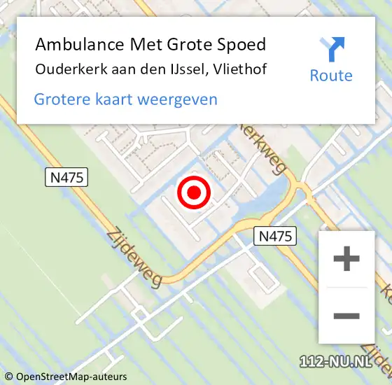 Locatie op kaart van de 112 melding: Ambulance Met Grote Spoed Naar Ouderkerk aan den IJssel, Vliethof op 28 maart 2023 19:15