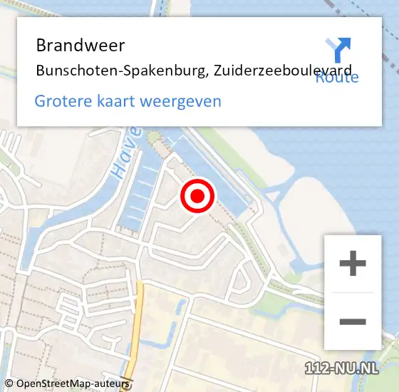 Locatie op kaart van de 112 melding: Brandweer Bunschoten-Spakenburg, Zuiderzeeboulevard op 28 maart 2023 19:25