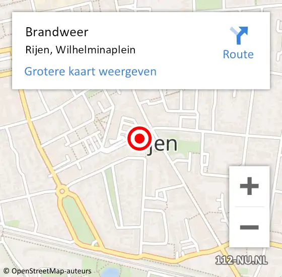 Locatie op kaart van de 112 melding: Brandweer Rijen, Wilhelminaplein op 28 maart 2023 19:34