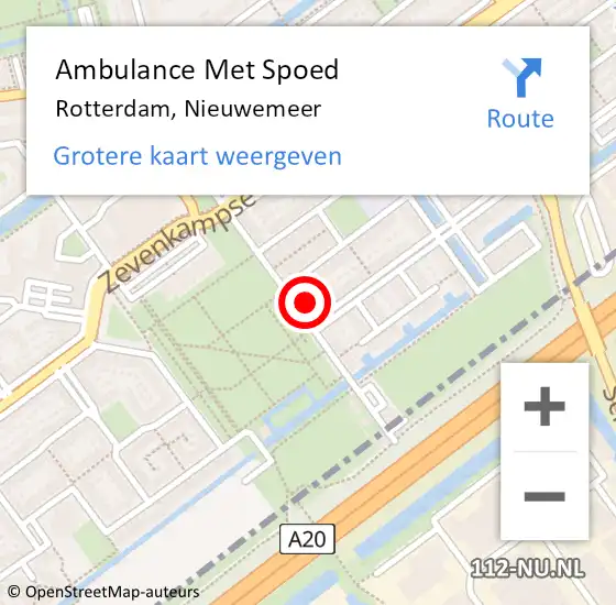 Locatie op kaart van de 112 melding: Ambulance Met Spoed Naar Rotterdam, Nieuwemeer op 28 maart 2023 19:38