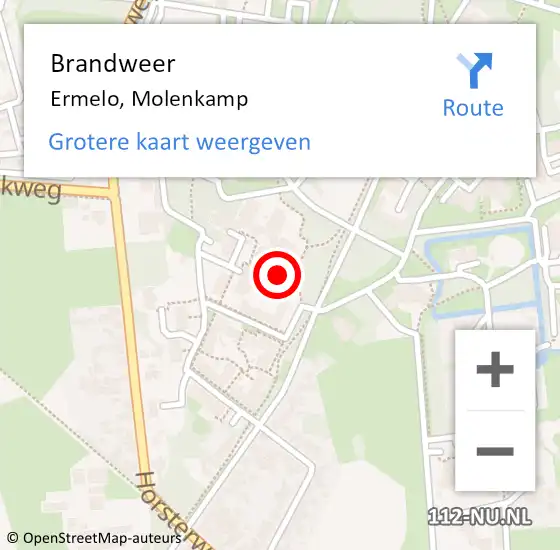 Locatie op kaart van de 112 melding: Brandweer Ermelo, Molenkamp op 28 maart 2023 19:54