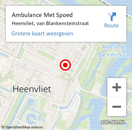 Locatie op kaart van de 112 melding: Ambulance Met Spoed Naar Heenvliet, van Blankensteinstraat op 28 maart 2023 19:54