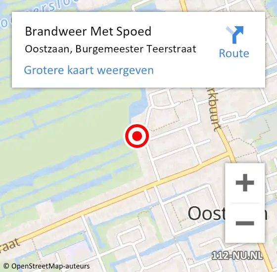 Locatie op kaart van de 112 melding: Brandweer Met Spoed Naar Oostzaan, Burgemeester Teerstraat op 28 maart 2023 20:03