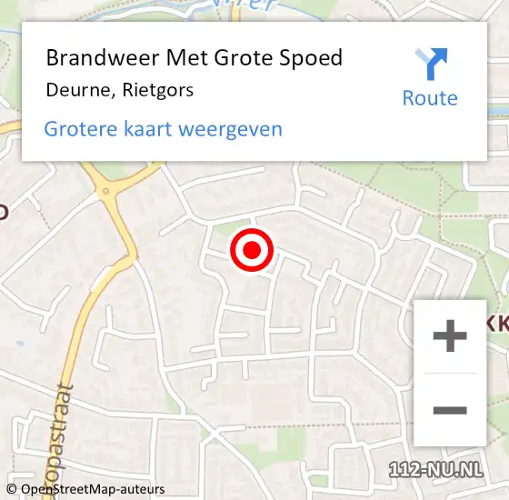 Locatie op kaart van de 112 melding: Brandweer Met Grote Spoed Naar Deurne, Rietgors op 28 maart 2023 20:14