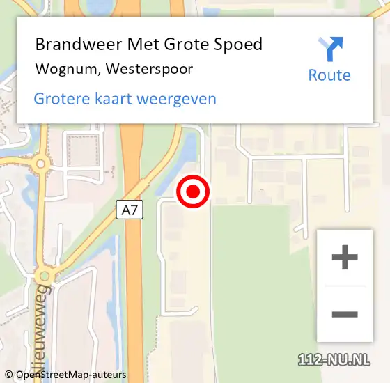 Locatie op kaart van de 112 melding: Brandweer Met Grote Spoed Naar Wognum, Westerspoor op 28 maart 2023 20:24