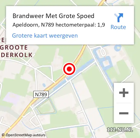 Locatie op kaart van de 112 melding: Brandweer Met Grote Spoed Naar Apeldoorn, N789 hectometerpaal: 1,9 op 28 maart 2023 20:36