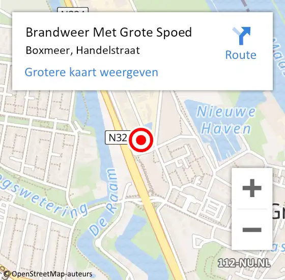 Locatie op kaart van de 112 melding: Brandweer Met Grote Spoed Naar Boxmeer, Handelstraat op 28 maart 2023 21:23