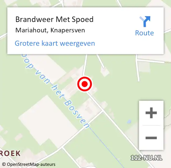 Locatie op kaart van de 112 melding: Brandweer Met Spoed Naar Mariahout, Knapersven op 28 maart 2023 21:53