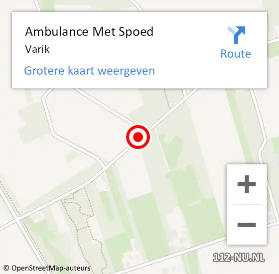 Locatie op kaart van de 112 melding: Ambulance Met Spoed Naar Varik op 28 maart 2023 22:00