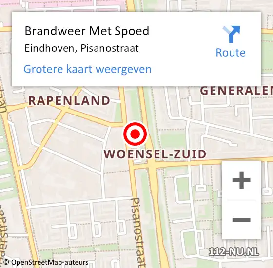 Locatie op kaart van de 112 melding: Brandweer Met Spoed Naar Eindhoven, Pisanostraat op 28 maart 2023 22:20