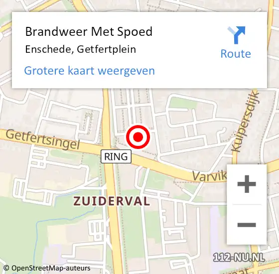 Locatie op kaart van de 112 melding: Brandweer Met Spoed Naar Enschede, Getfertplein op 28 maart 2023 22:20