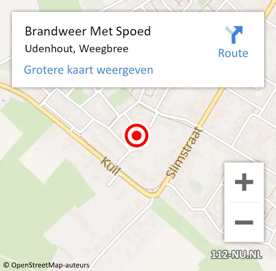 Locatie op kaart van de 112 melding: Brandweer Met Spoed Naar Udenhout, Weegbree op 28 maart 2023 23:22