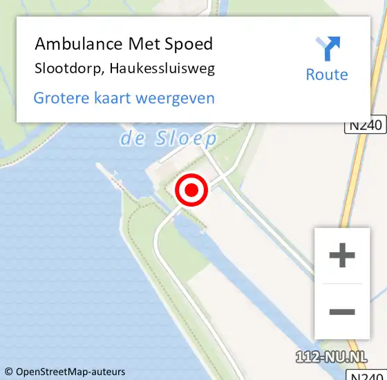 Locatie op kaart van de 112 melding: Ambulance Met Spoed Naar Slootdorp, Haukessluisweg op 29 maart 2023 01:27