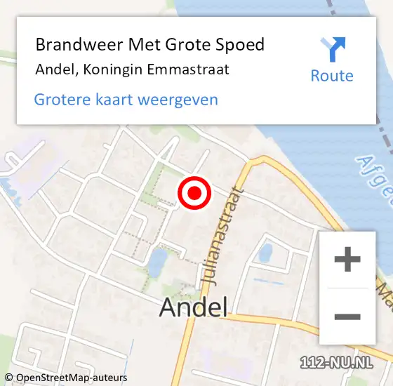 Locatie op kaart van de 112 melding: Brandweer Met Grote Spoed Naar Andel, Koningin Emmastraat op 29 maart 2023 02:04