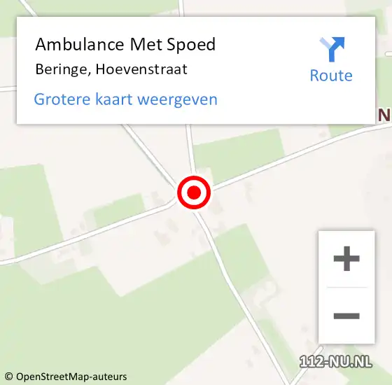 Locatie op kaart van de 112 melding: Ambulance Met Spoed Naar Beringe, Hoevenstraat op 20 augustus 2014 14:00