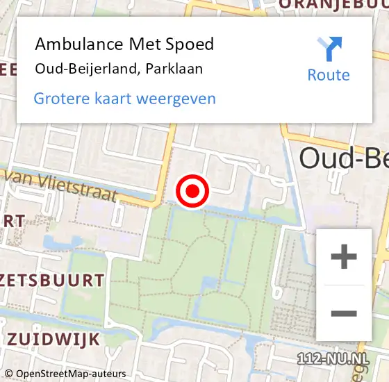 Locatie op kaart van de 112 melding: Ambulance Met Spoed Naar Oud-Beijerland, Parklaan op 29 maart 2023 04:26