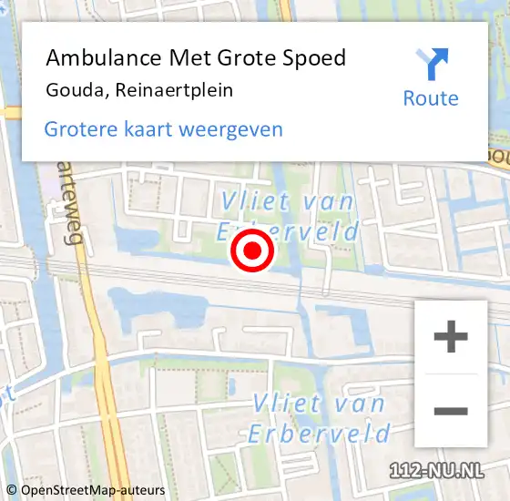 Locatie op kaart van de 112 melding: Ambulance Met Grote Spoed Naar Gouda, Reinaertplein op 29 maart 2023 04:50