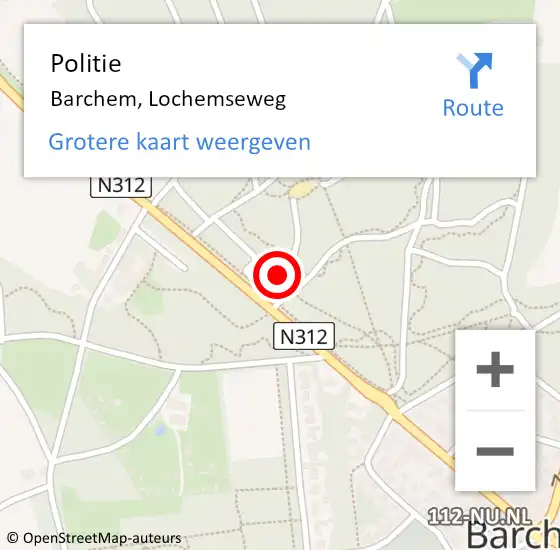 Locatie op kaart van de 112 melding: Politie Barchem, Lochemseweg op 29 maart 2023 05:45